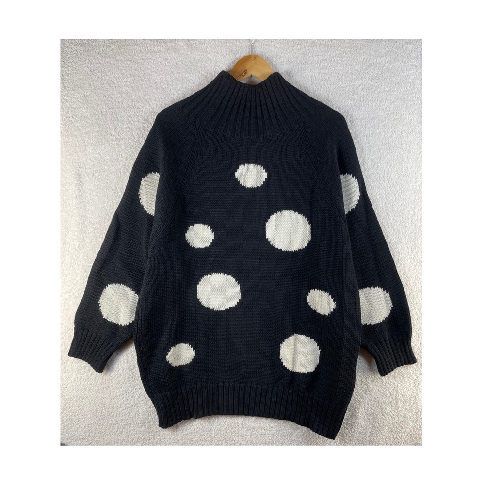 vintage 1990s polka dot sweater 100% wool french connection L chunky whimsical